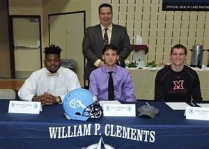 school athletes clements football isd bend fort signing recognizes ceremony national during keith dulles pictured left